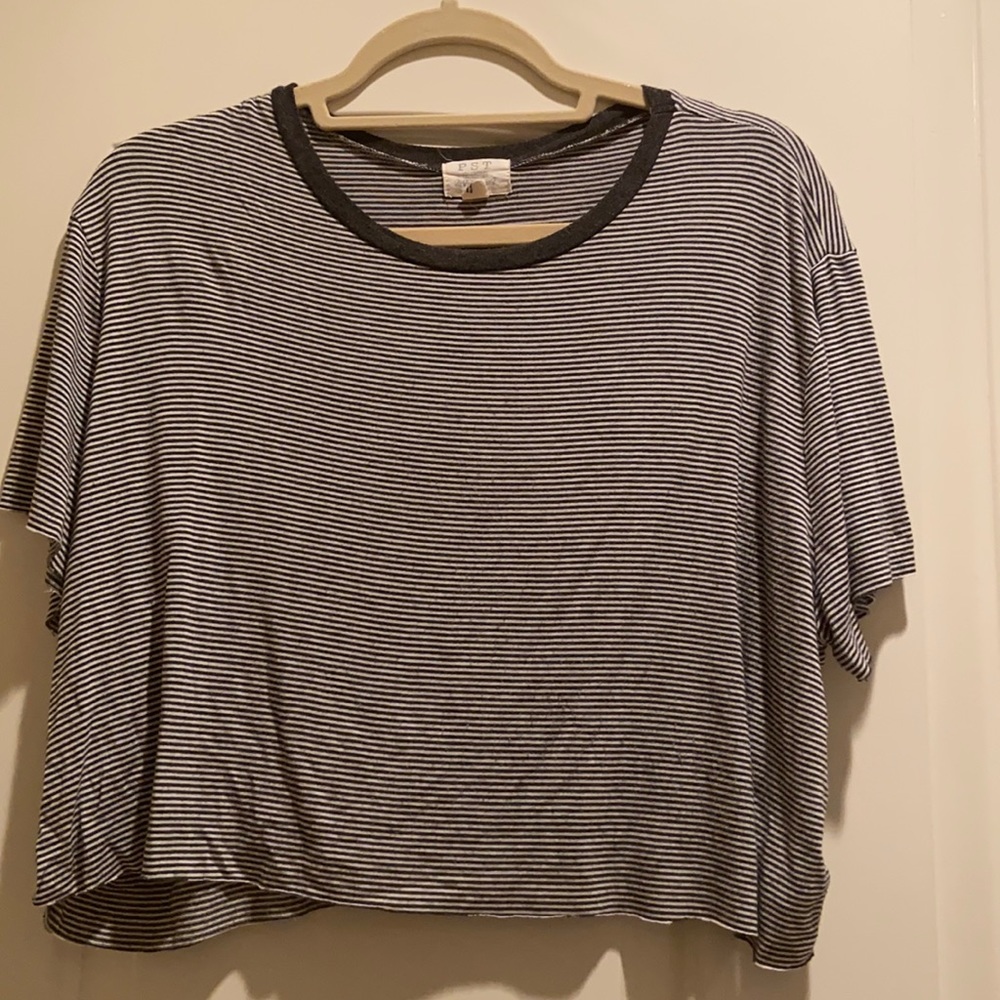 Project social T gray striped crop top
